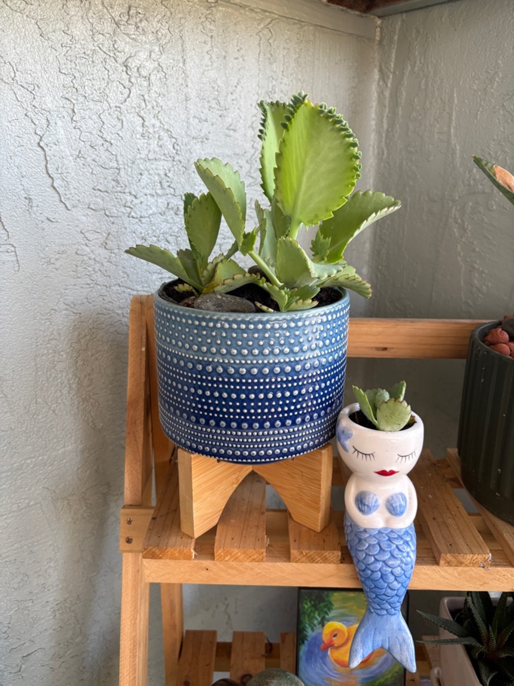 Mermaid Ceramic Planter with Blue Tail! 
🩷🧜‍♀️💕🧜‍♂️🩷